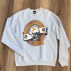 Vintage Tennessee Sweatshirt Volunteers UT Football Light Gray Orange Size XL
